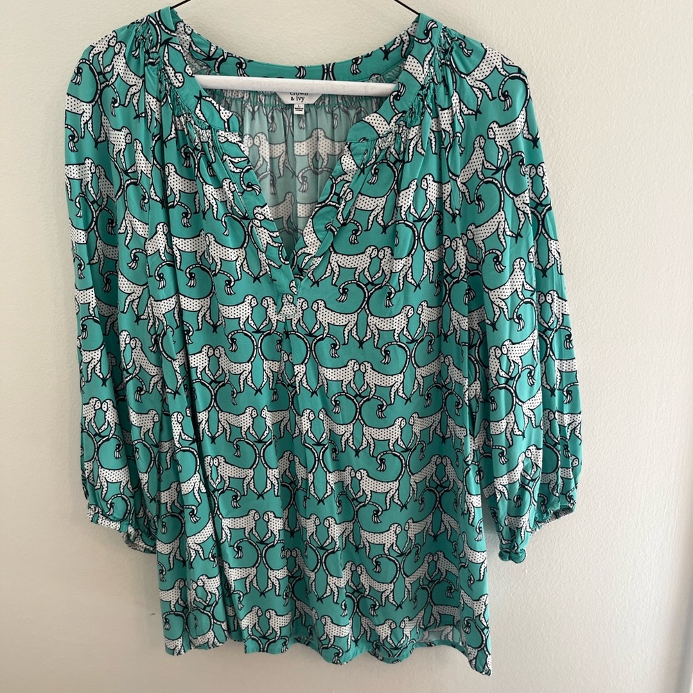 Crown & Ivy Women’s Monkey Patterned Top